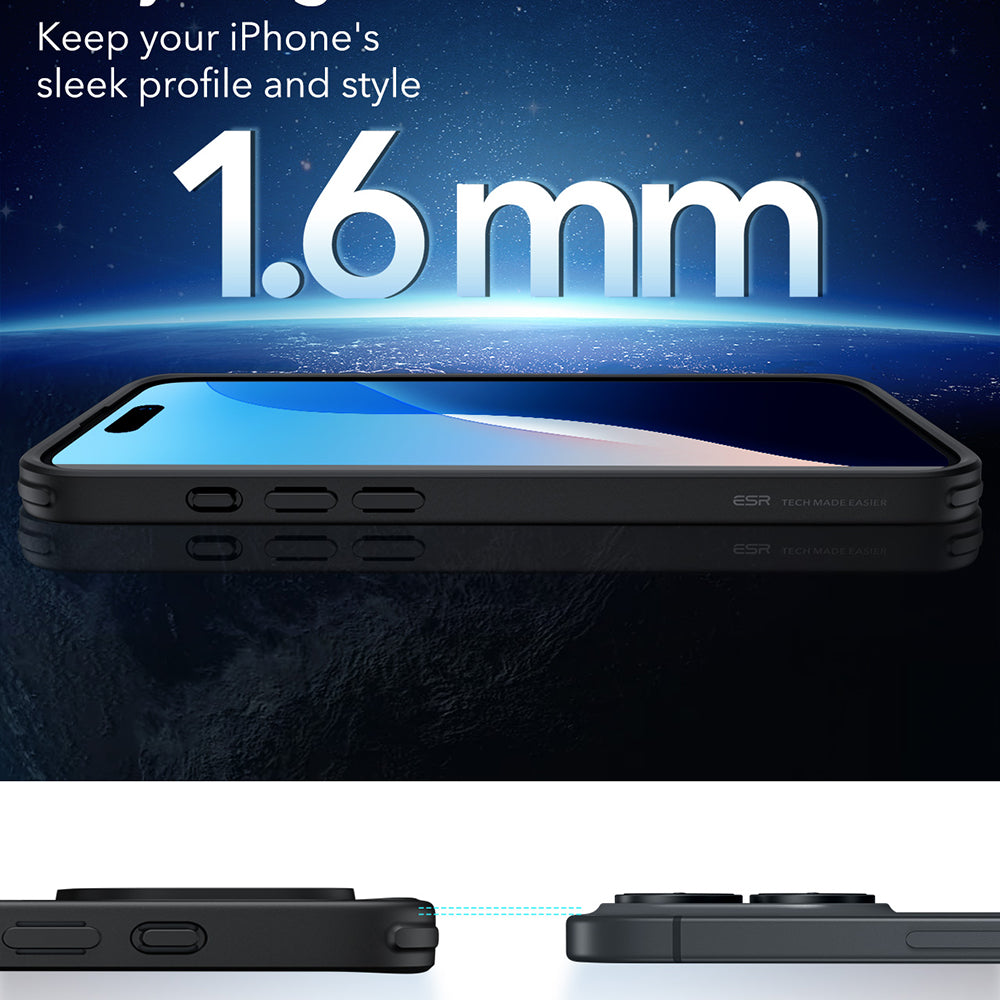 MagSafe Hülle für Apple iPhone 16, ESR, Classic Hybrid, Satinschwarz