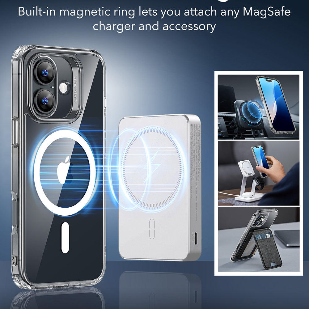 MagSafe Hülle für Apple iPhone 16, ESR, Classic Hybrid, Transparent