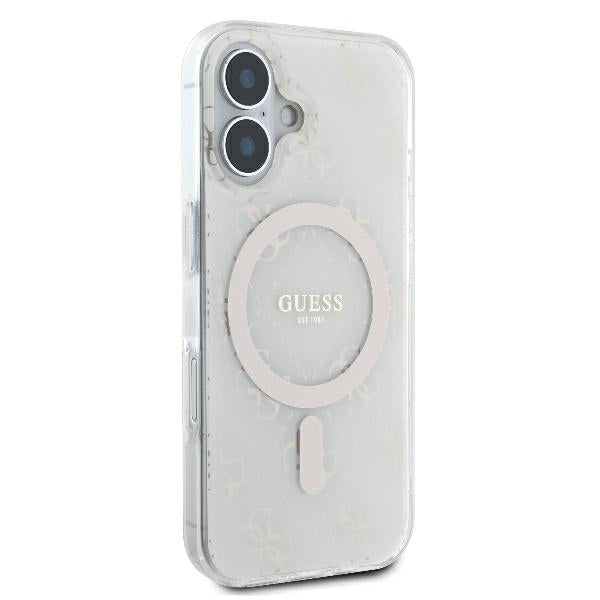 MagSafe Hülle für Apple iPhone 16, Guess, IML 4G Hintergrund, Weiß
