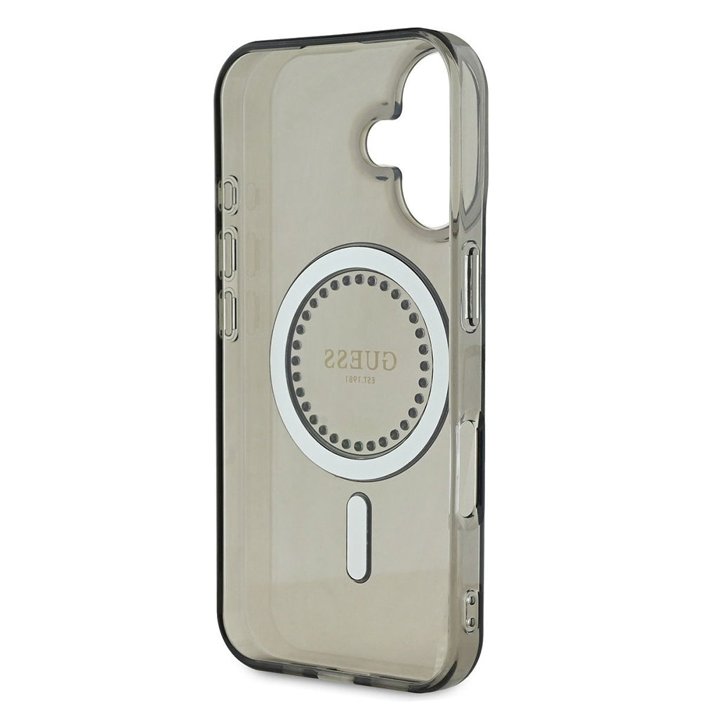 MagSafe Hülle für Apple iPhone 16, Guess, IML Rhinestone, Schwarz