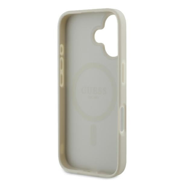 MagSafe Hülle für Apple iPhone 16, Guess, Peony Script, Weiß