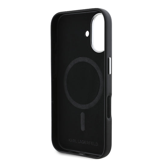 MagSafe Hülle für Apple iPhone 16, Karl Lagerfeld, FW Metal Plate, Schwarz