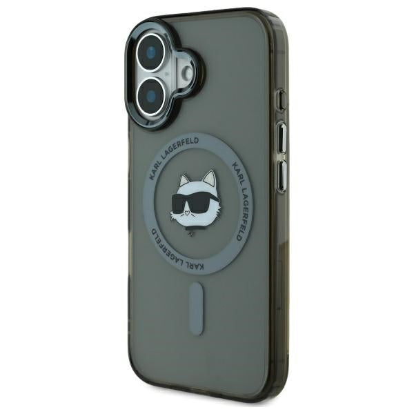 MagSafe Case for Apple iPhone 16, Karl Lagerfeld, IML Metal Choupette's Head, Black