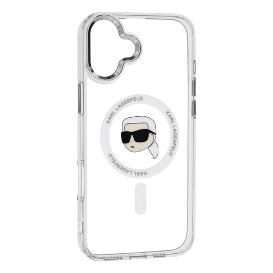 MagSafe Case for Apple iPhone 16, Karl Lagerfeld, IML Metal Karl's Head, White