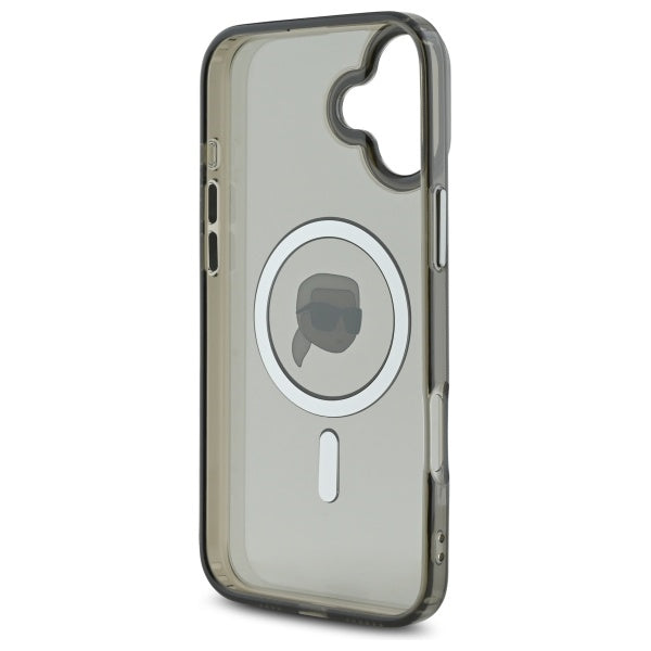 MagSafe Case for Apple iPhone 16, Karl Lagerfeld, IML Metal Karl's Head, Black