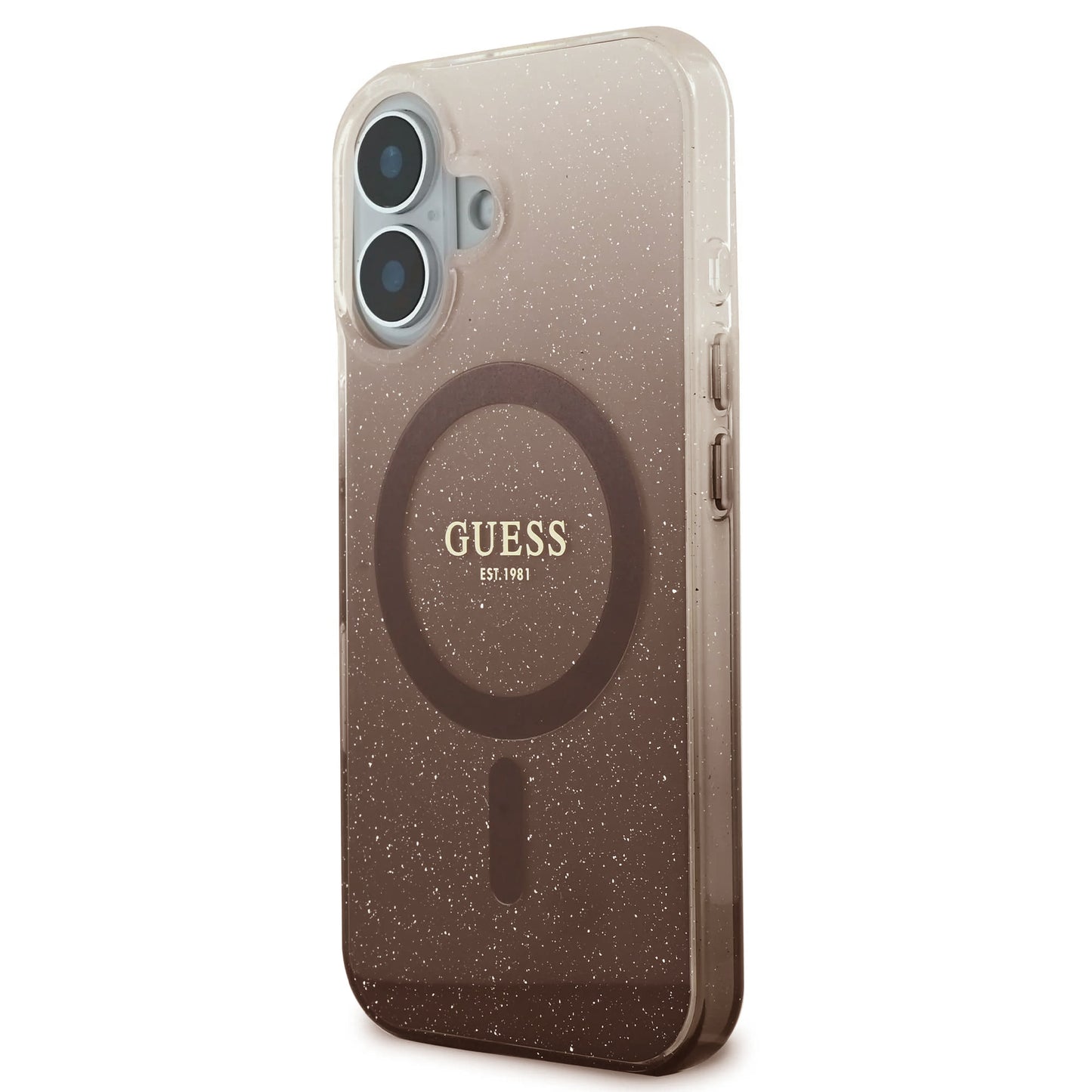 MagSafe Case for Apple iPhone 16 Plus, Guess, IML Glitter Gradient, Brown