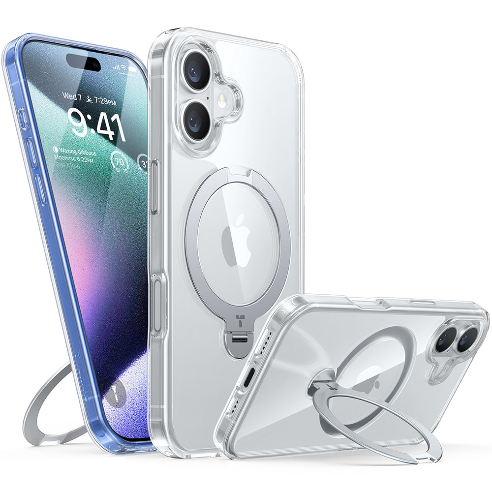 MagSafe Case for Apple iPhone 16 Plus, Torras, Ostand Spin, Transparent