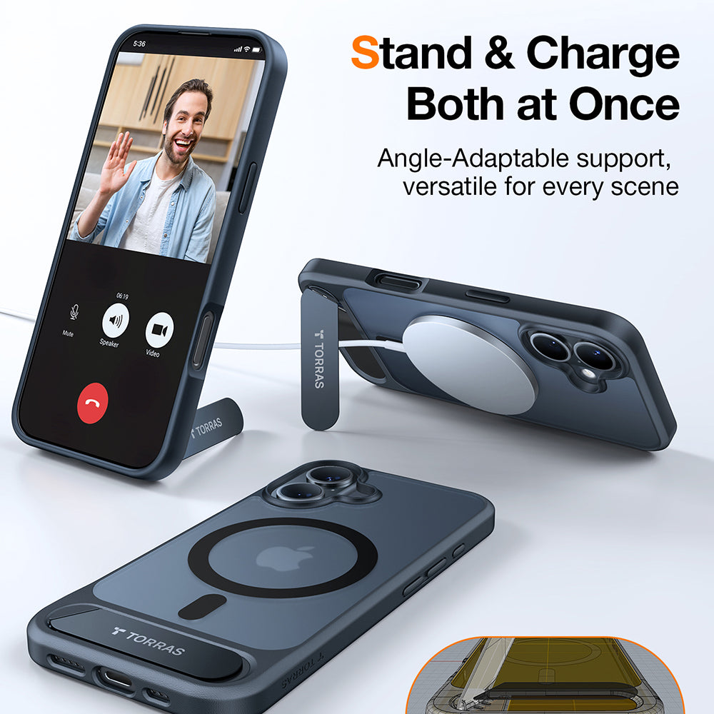 MagSafe Case for Apple iPhone 16 Plus, Torras, Pstand, Black