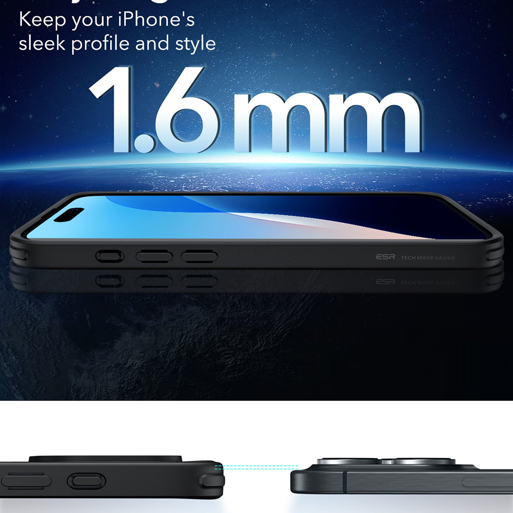 MagSafe Hülle für Apple iPhone 16 Pro, ESR, Classic Hybrid, Schwarz Transparent