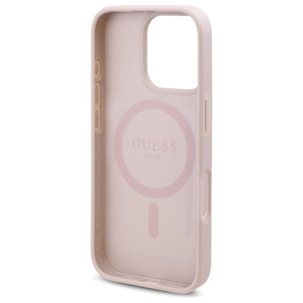 MagSafe Hülle für Apple iPhone 16 Pro, Guess, 4G Flowers Print, Rosa