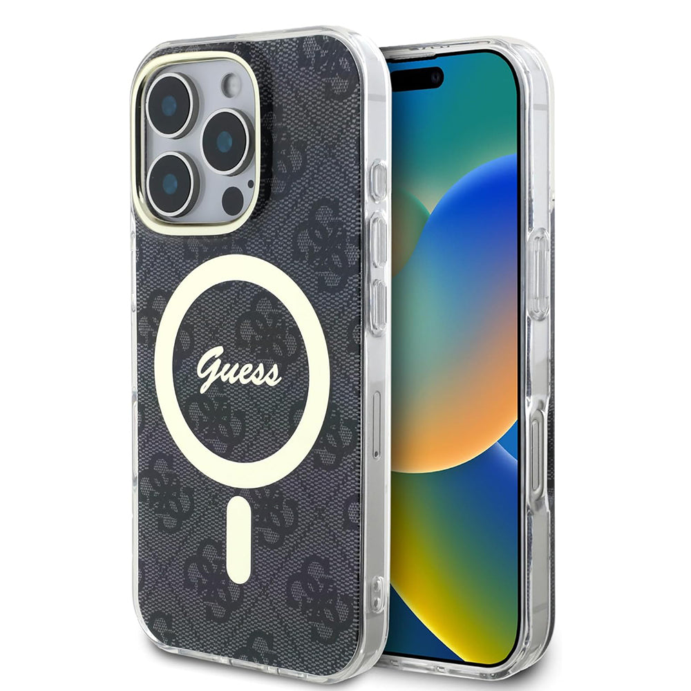 MagSafe Hülle für Apple iPhone 16 Pro, Guess, IML 4G, Schwarz