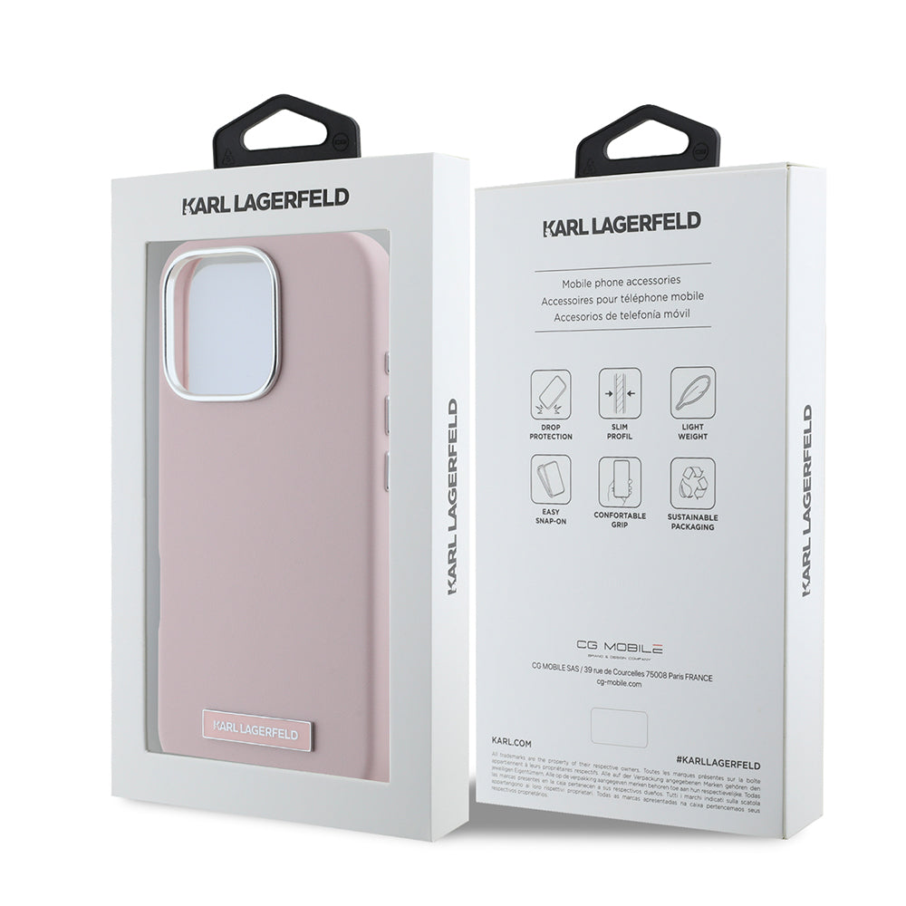 MagSafe Hülle für Apple iPhone 16 Pro, Karl Lagerfeld, FW Metal Plate, Rosa