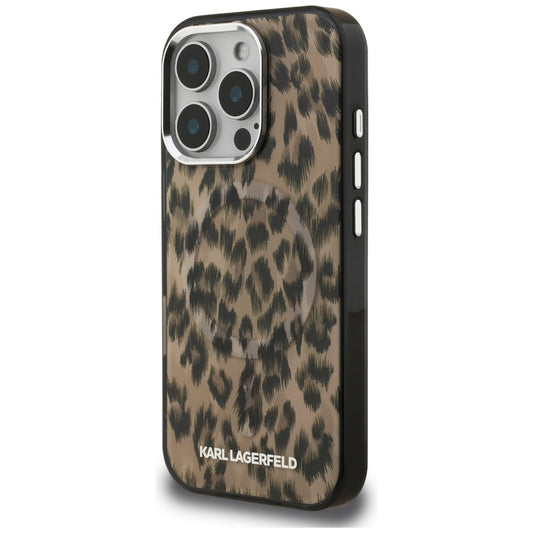MagSafe Hülle für Apple iPhone 16 Pro, Karl Lagerfeld, IML Leopard Muster, Braun