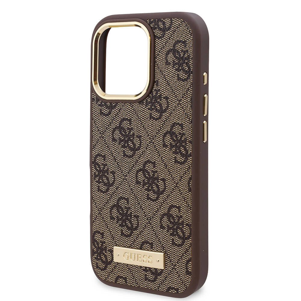 MagSafe Case for Apple iPhone 16 Pro Max, Guess, 4G Logo Plate, Black