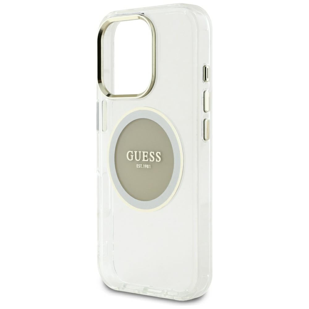 MagSafe Hülle für Apple iPhone 16 Pro Max, Guess, IML Metal Colored Circle, Grau