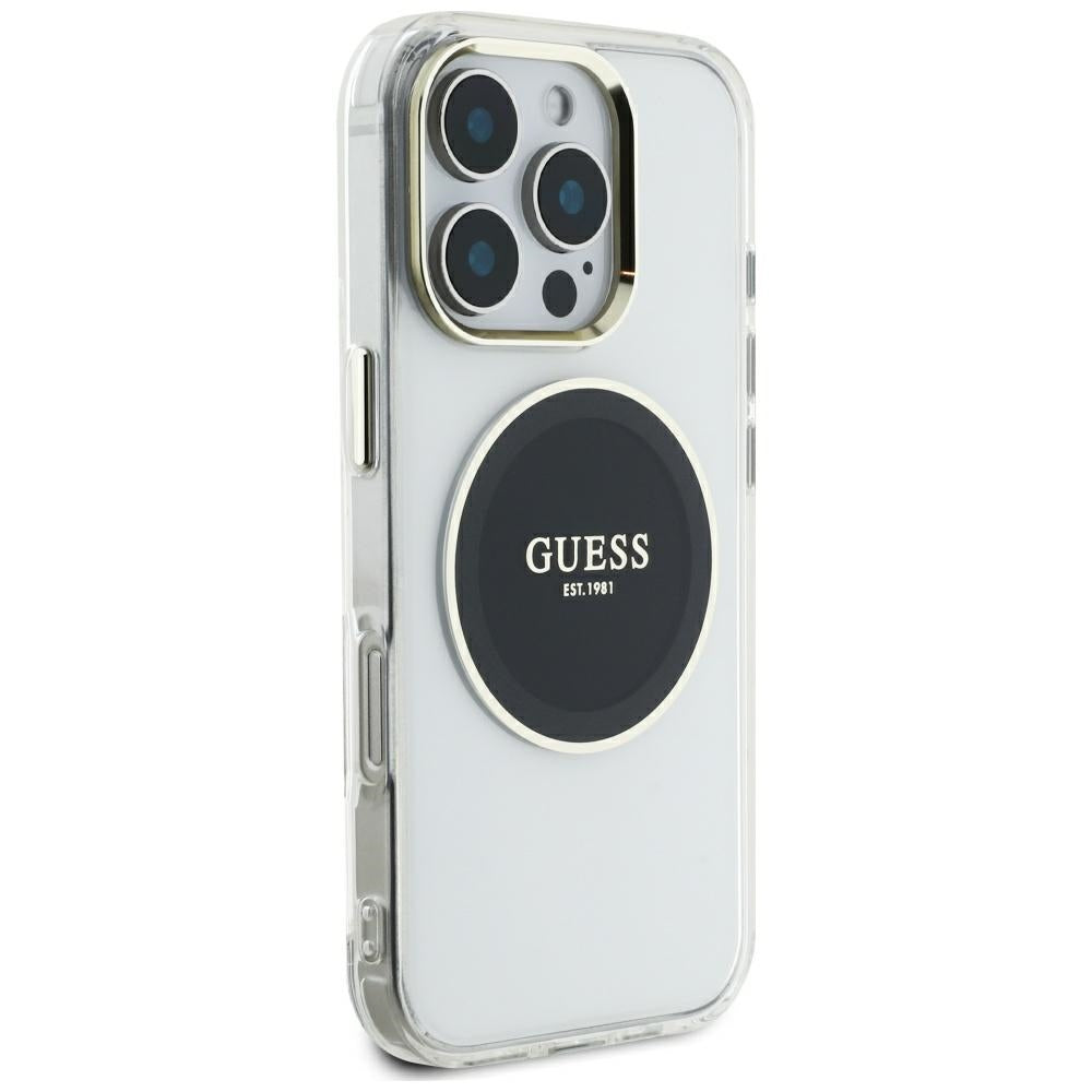 MagSafe Hülle für Apple iPhone 16 Pro Max, Guess, IML Metal Colored Circle, Schwarz
