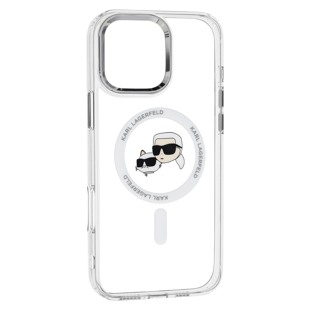 MagSafe Hülle für Apple iPhone 16 Pro Max, Karl Lagerfeld, IML Metal Karl & Choupette's Heads, Weiß