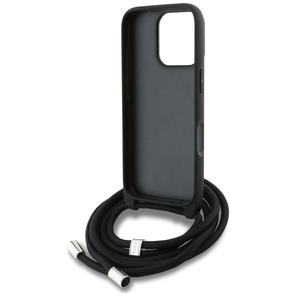MagSafe Hülle für Apple iPhone 16 Pro Max, Karl Lagerfeld, Saffiano Crossbody, Schwarz