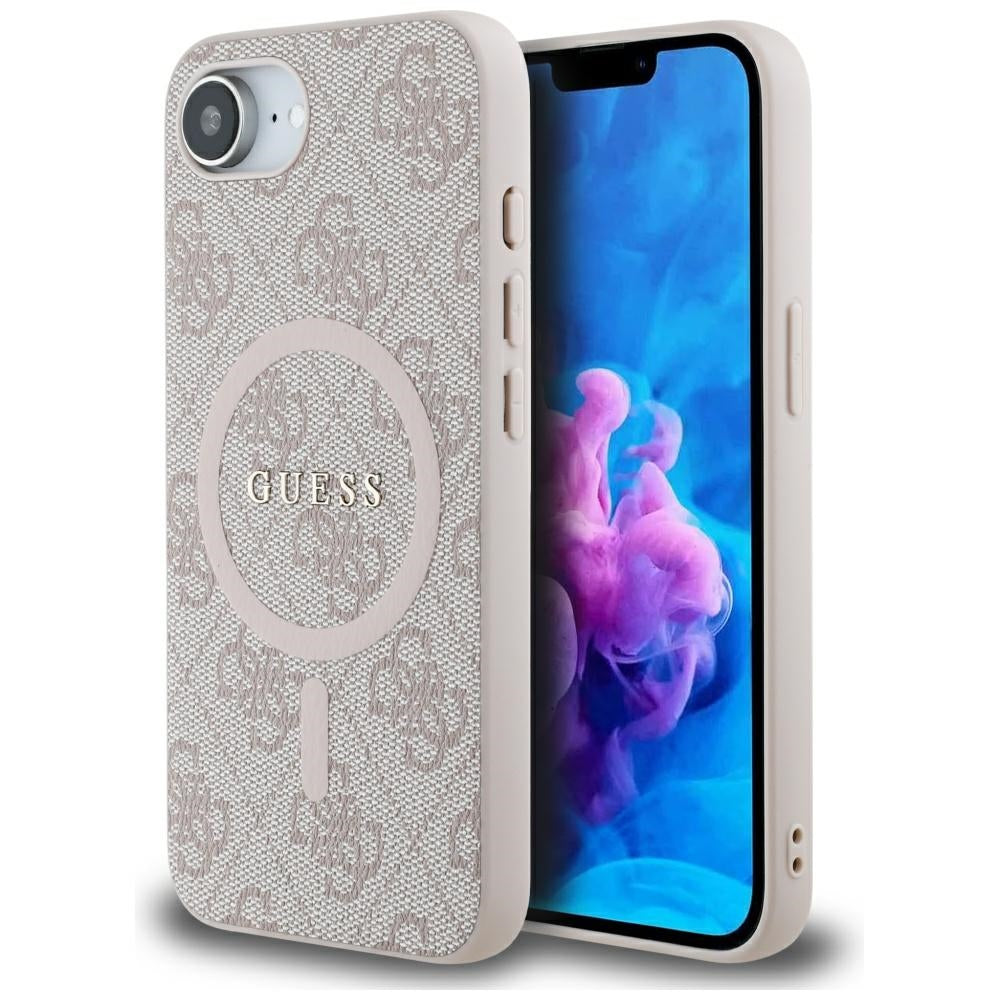 MagSafe Case for Apple iPhone 17e / 16e, Guess, 4G Ring Classic Logo, Pink