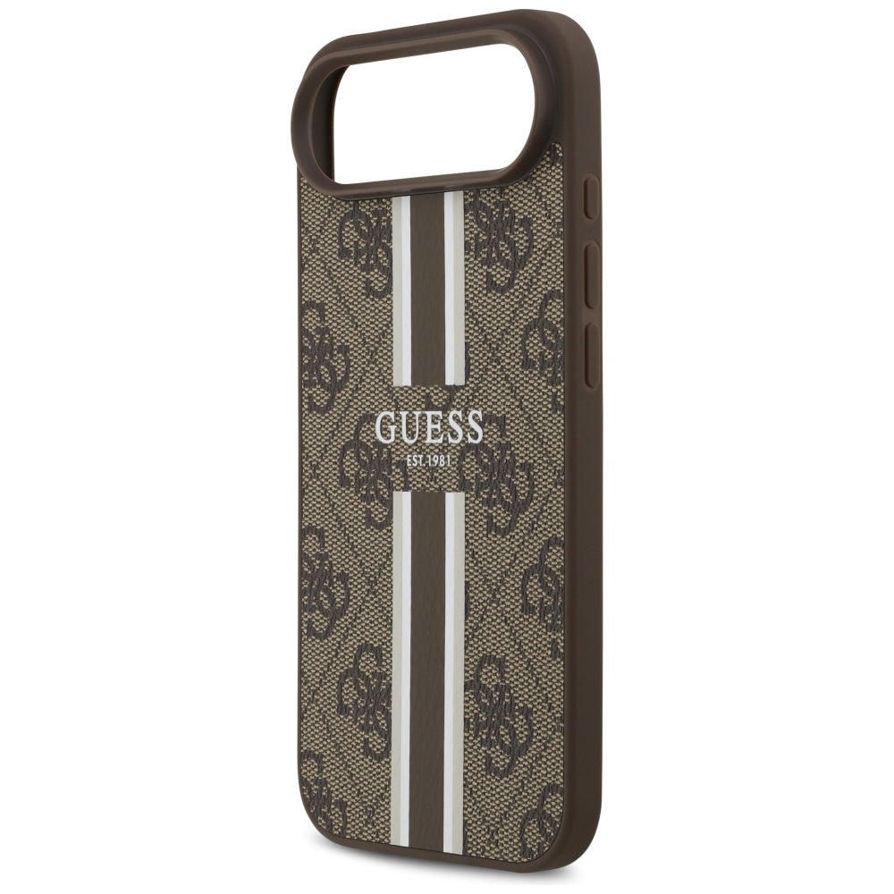 MagSafe Hülle für Apple iPhone 17 Air, Guess, 4G Printed Stripes, Braun