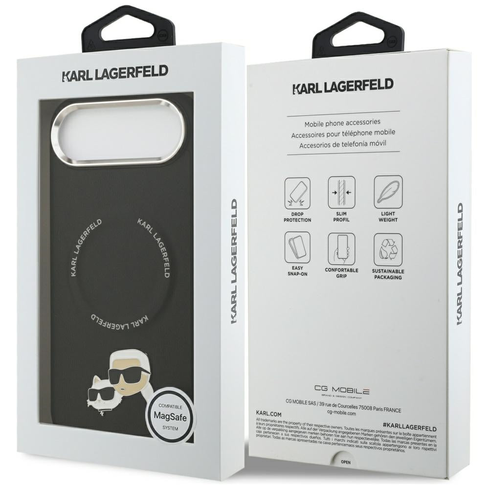 MagSafe Hülle für Apple iPhone 17 Air, Karl Lagerfeld, Karl & Choupette Pins, Schwarz