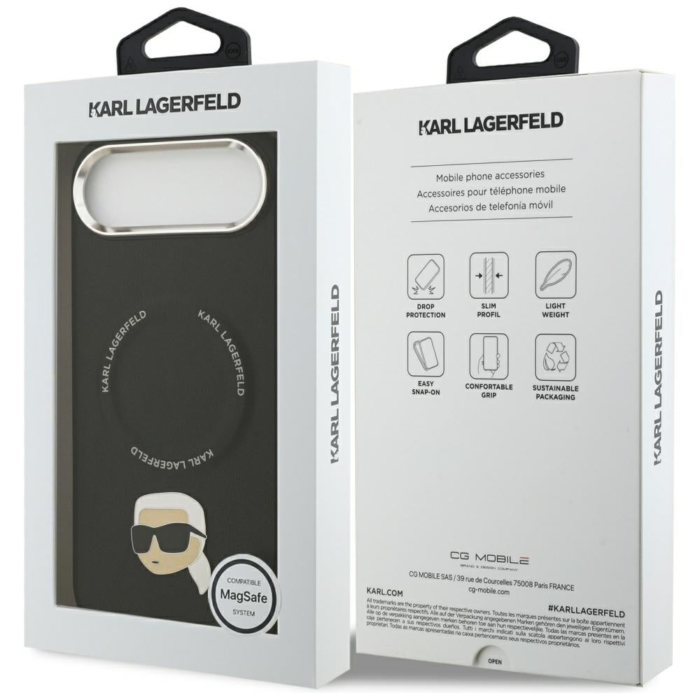 MagSafe Hülle für Apple iPhone 17 Air, Karl Lagerfeld, Karl Pin, Schwarz