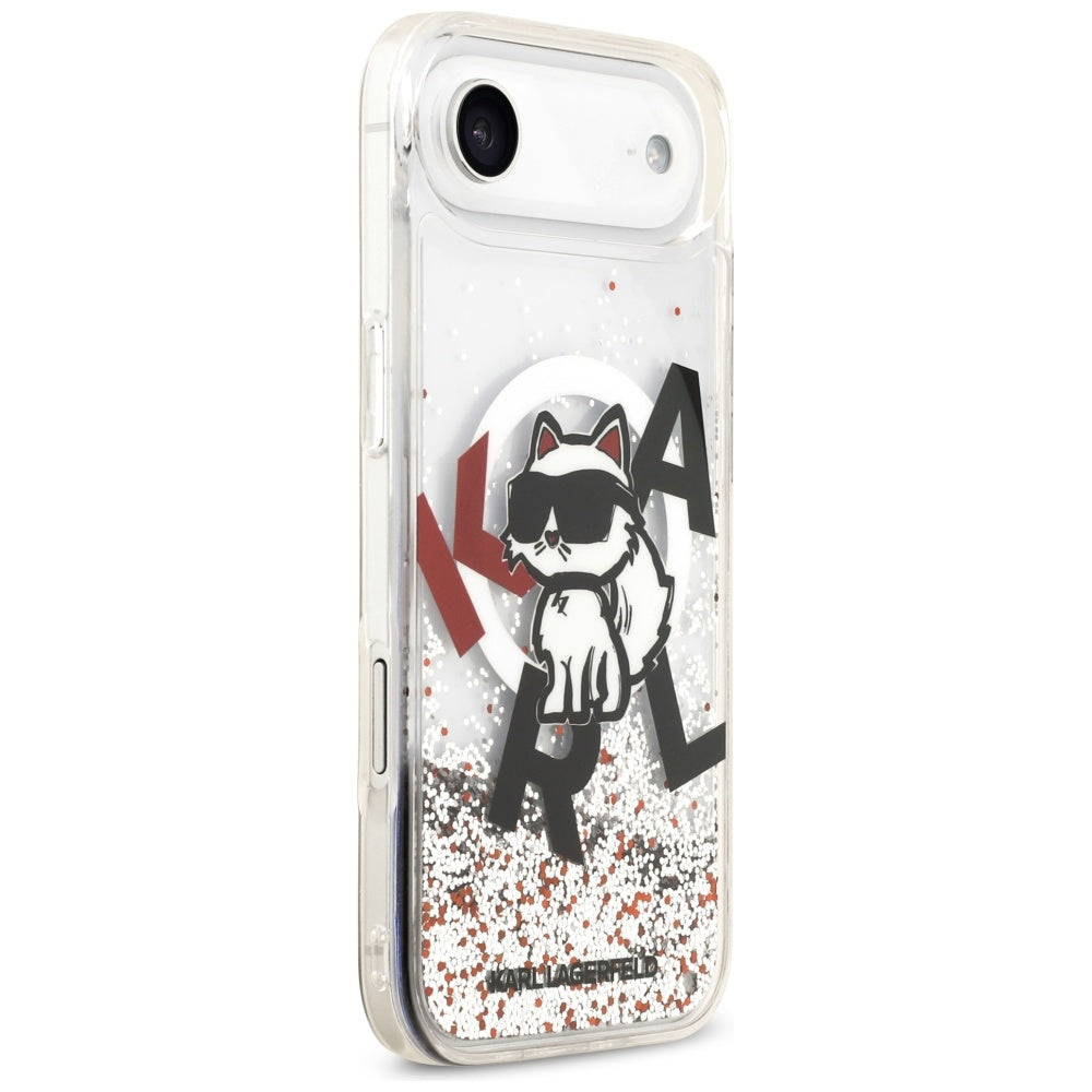 MagSafe Hülle für Apple iPhone 17 Air, Karl Lagerfeld, Liquid Glitter Choupette Logo, Transparent