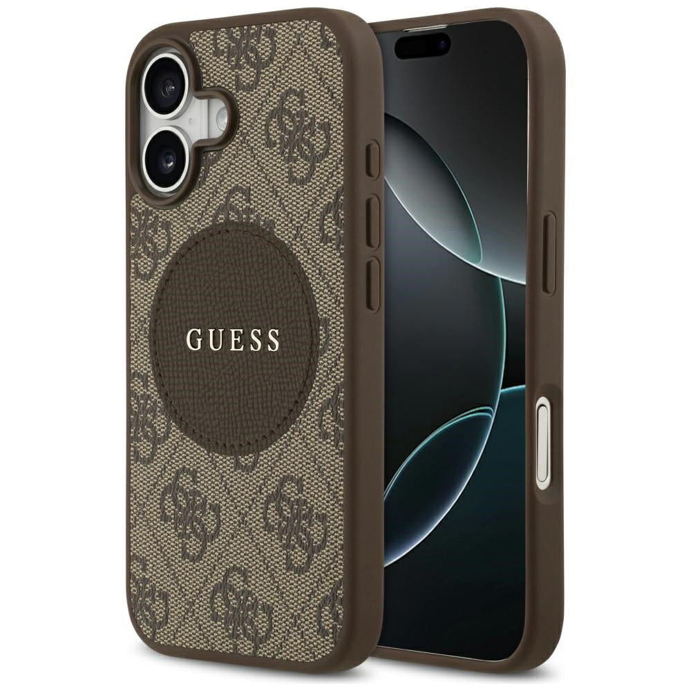 MagSafe Case for Apple iPhone 17, Guess, 4G Circle Classic Logo, Brown