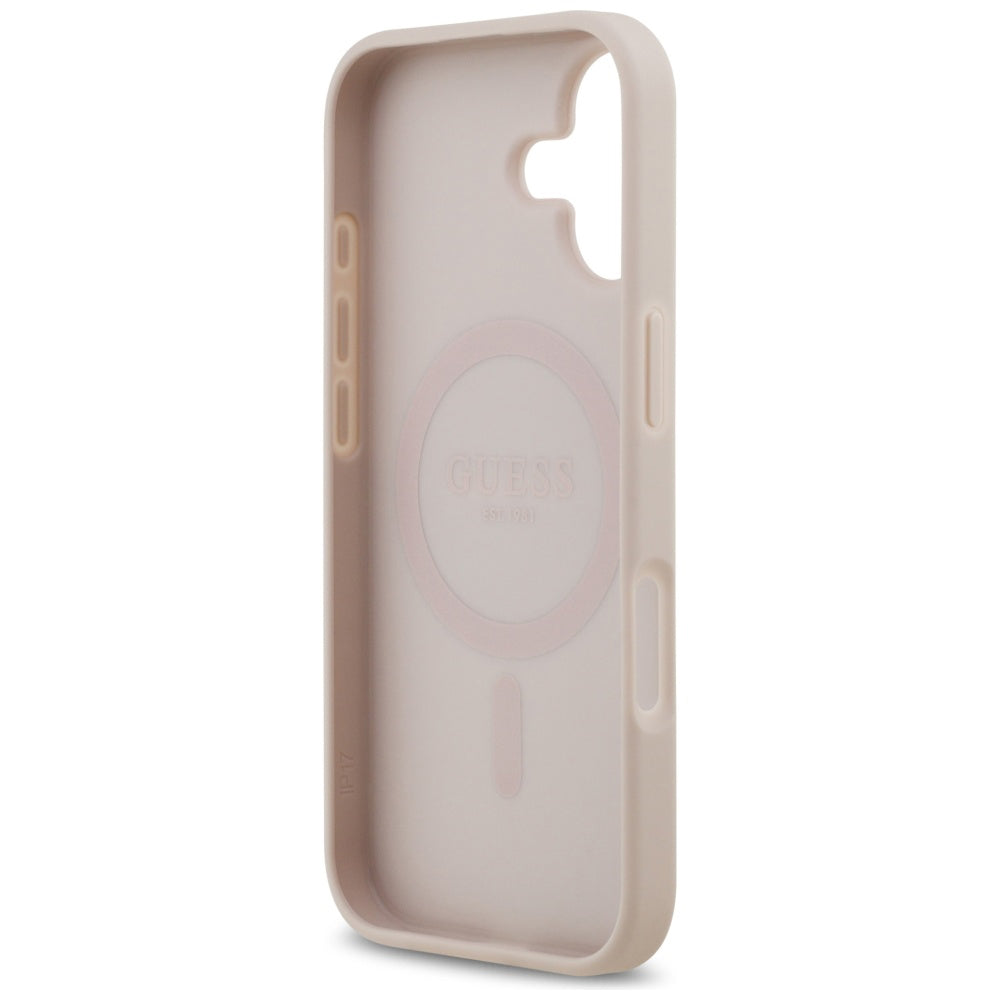 MagSafe Hülle für Apple iPhone 17, Guess, 4G Circle Classic Logo, Rosa