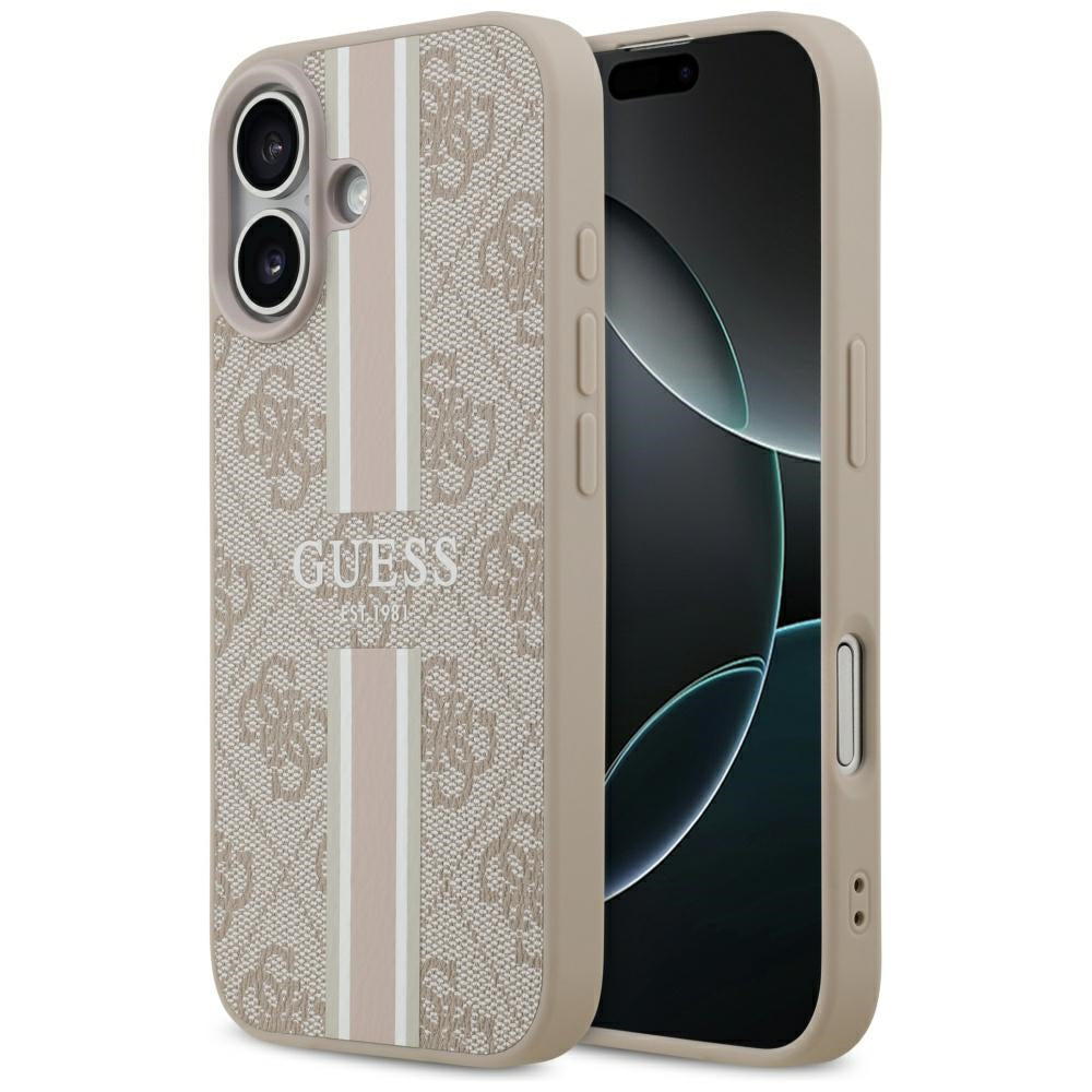 MagSafe Hülle für Apple iPhone 17, Guess, 4G Printed Stripes, Rosa