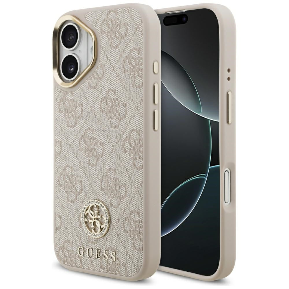 MagSafe Hülle für Apple iPhone 17, Guess, 4G Strass Logo, Rosa