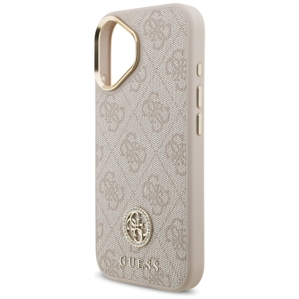 MagSafe Hülle für Apple iPhone 17, Guess, 4G Strass Logo, Rosa