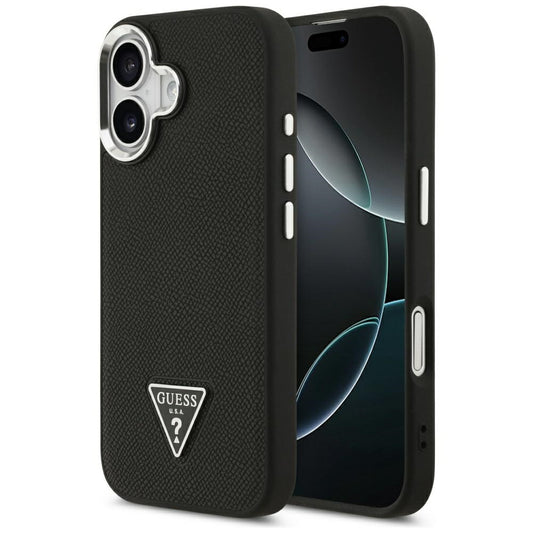 MagSafe Hülle für Apple iPhone 17, Guess, Grained Triangle Logo, Schwarz