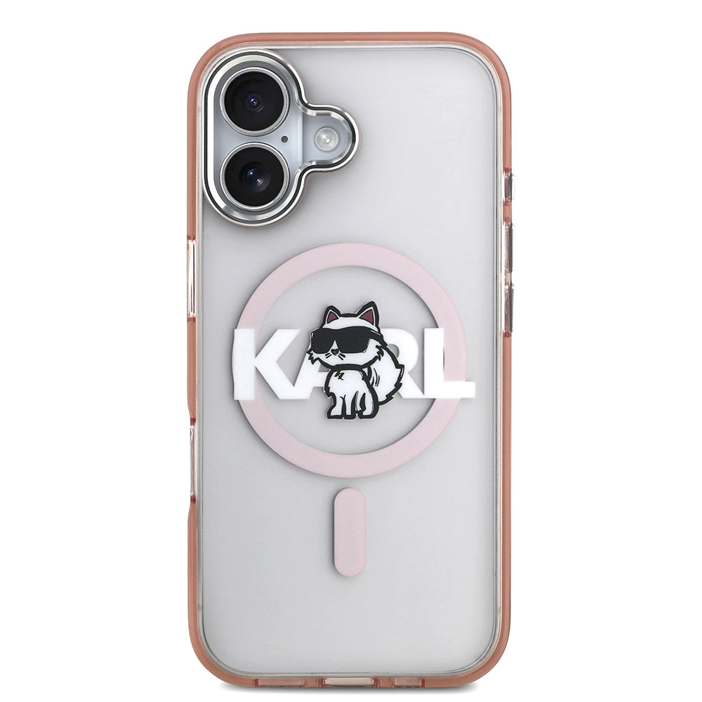 MagSafe Hülle für Apple iPhone 17, Karl Lagerfeld, IML Sketch Logo Choupette, Rosa
