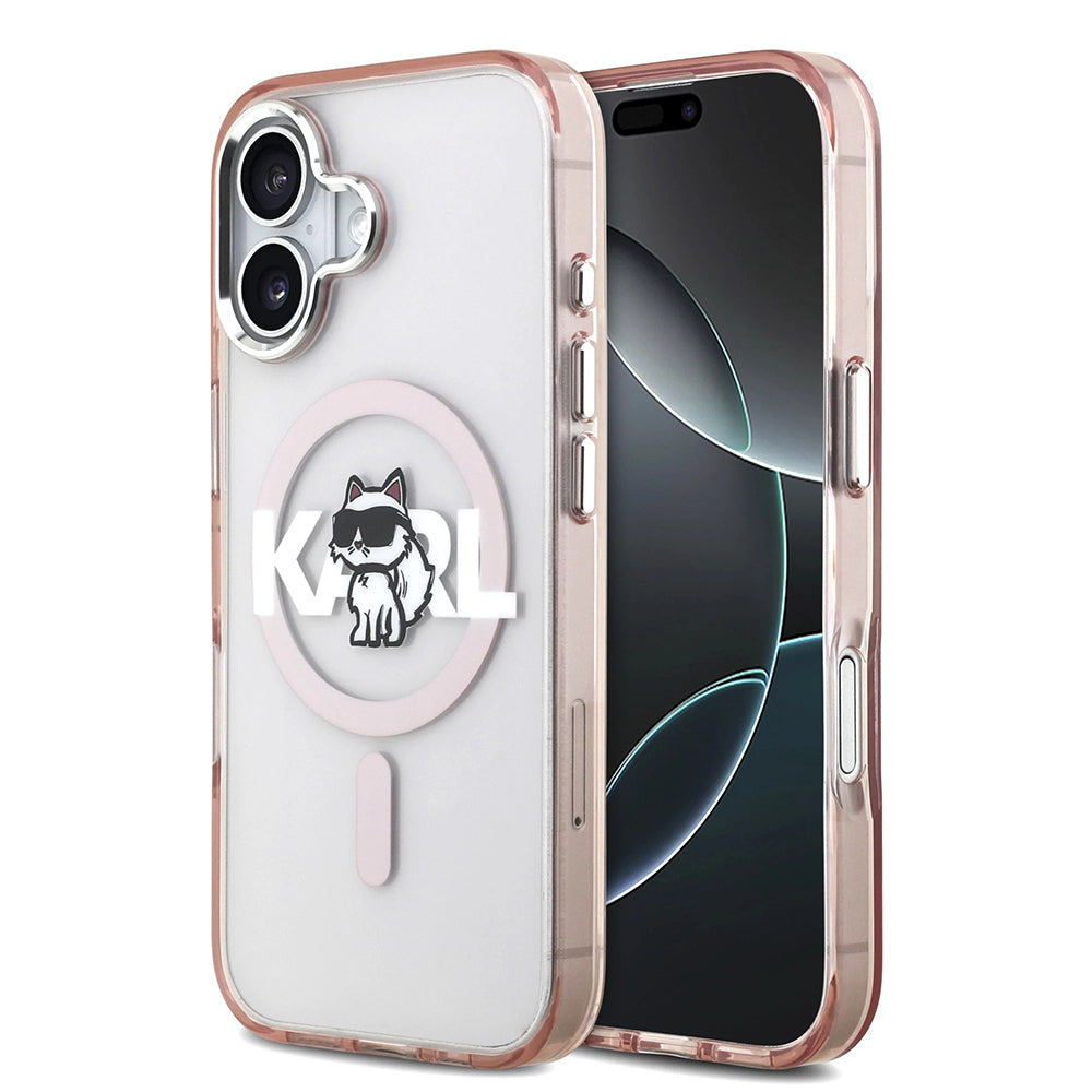 MagSafe Hülle für Apple iPhone 17, Karl Lagerfeld, IML Sketch Logo Choupette, Rosa