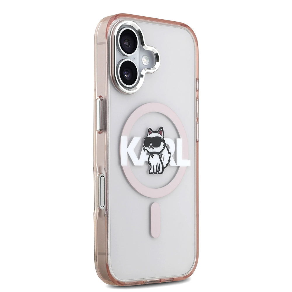 MagSafe Hülle für Apple iPhone 17, Karl Lagerfeld, IML Sketch Logo Choupette, Rosa