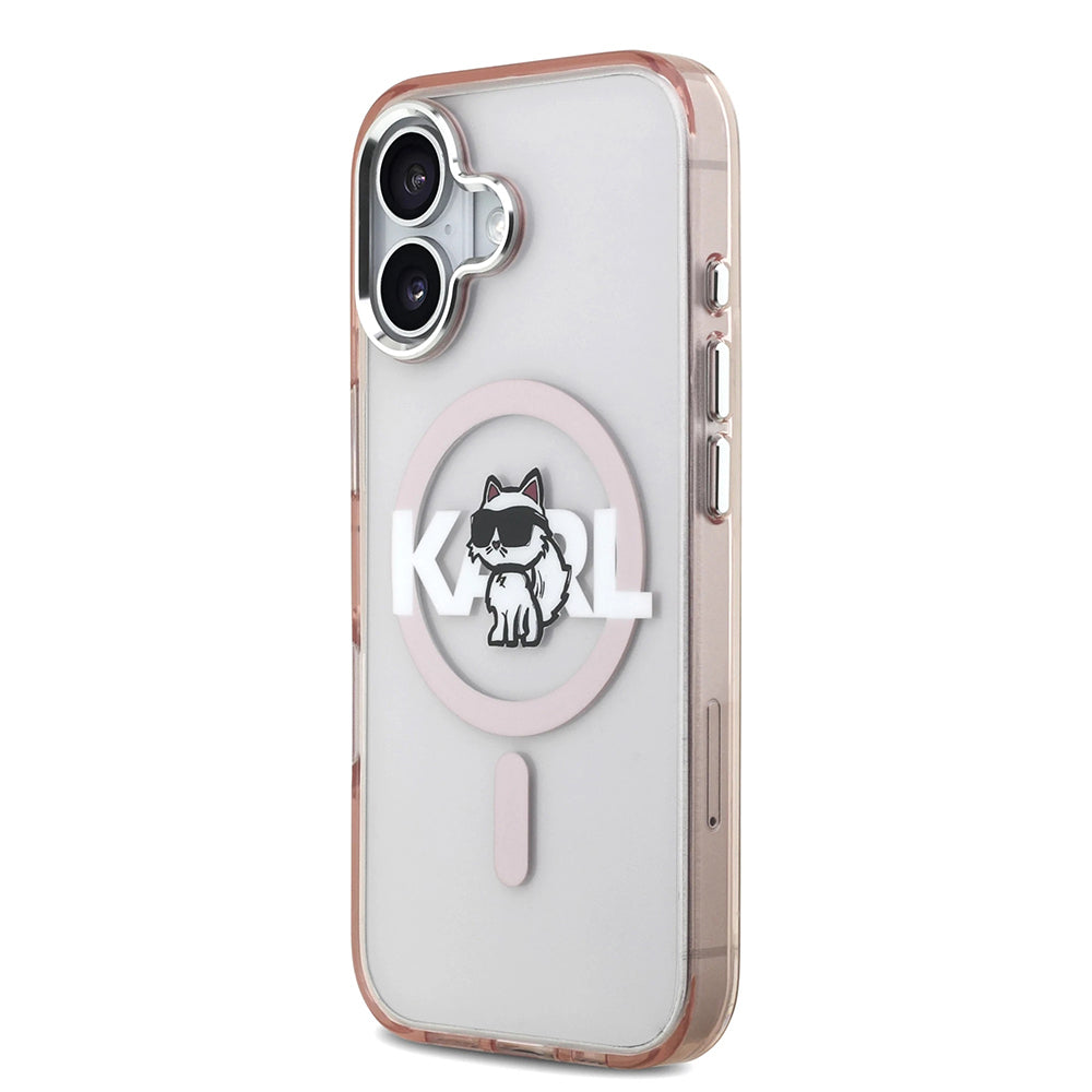 MagSafe Hülle für Apple iPhone 17, Karl Lagerfeld, IML Sketch Logo Choupette, Rosa