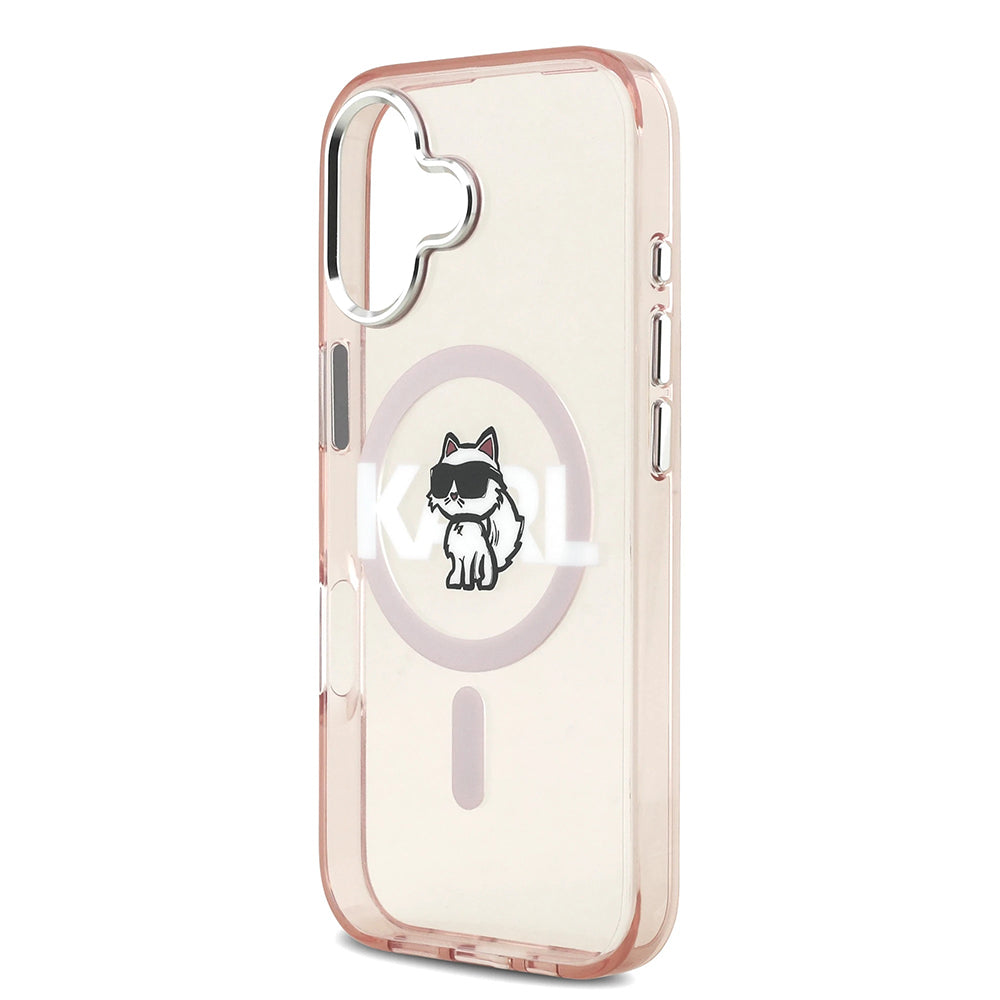 MagSafe Hülle für Apple iPhone 17, Karl Lagerfeld, IML Sketch Logo Choupette, Rosa