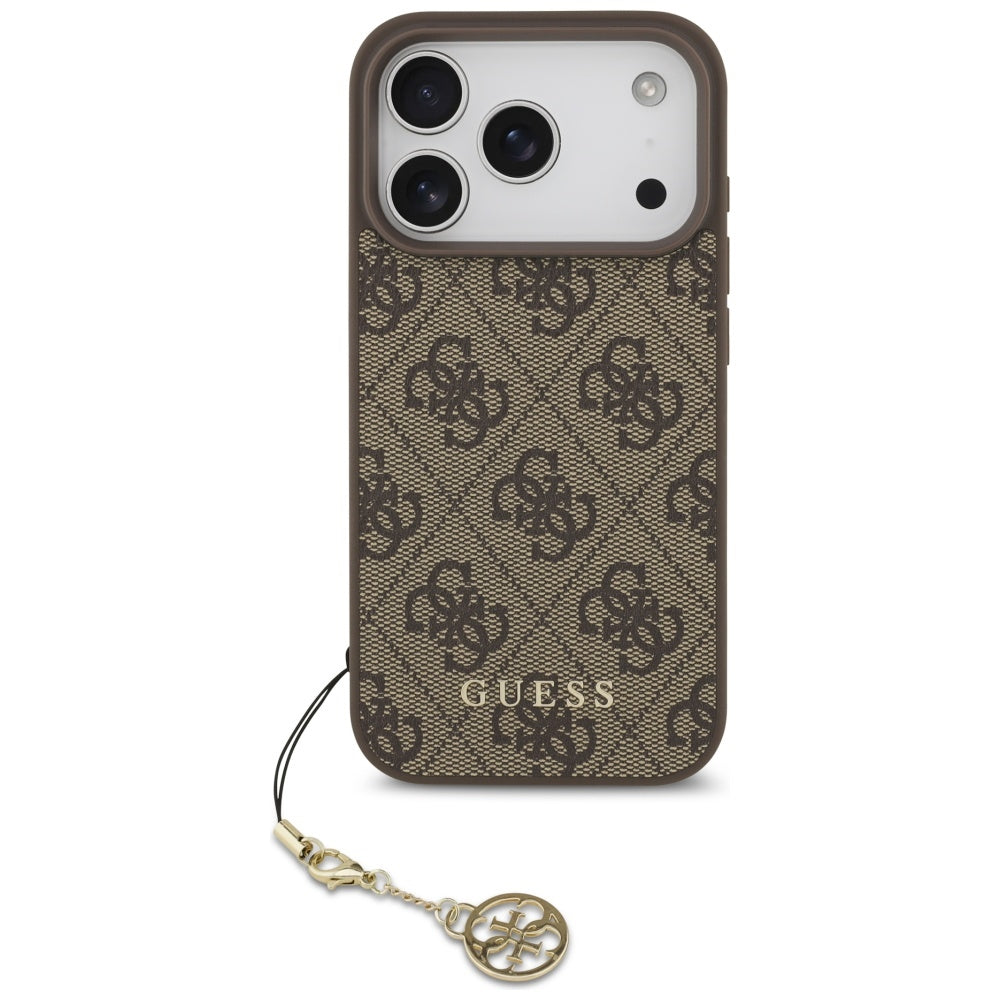 MagSafe Hülle für Apple iPhone 17 Pro, Guess, 4G Charm Cradle, Braun