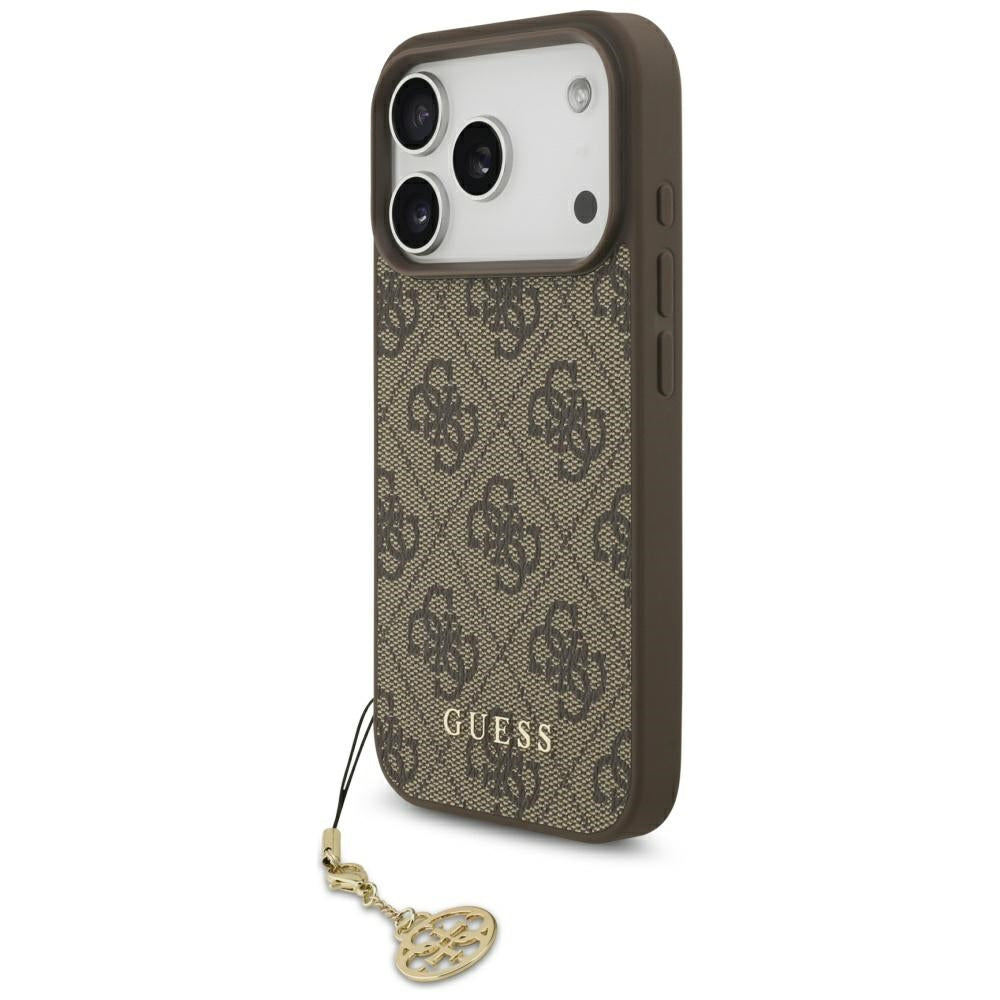 MagSafe Hülle für Apple iPhone 17 Pro, Guess, 4G Charm Cradle, Braun