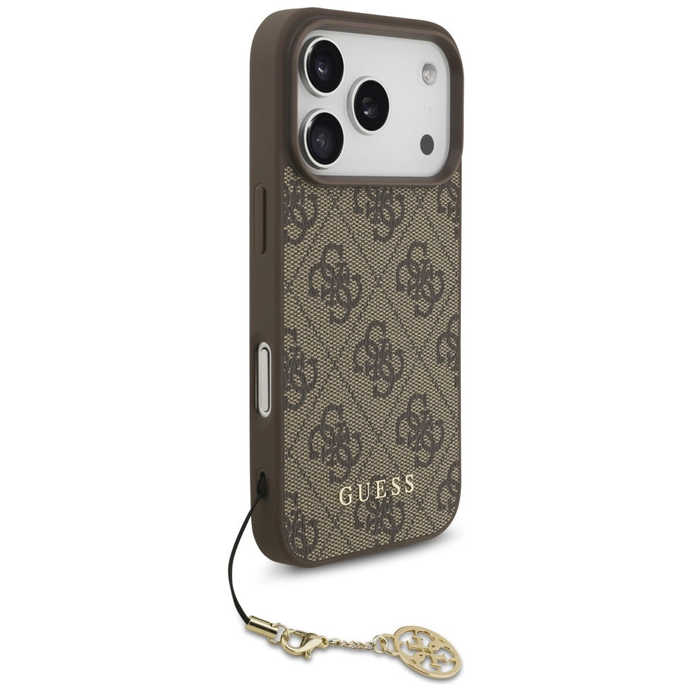 MagSafe Hülle für Apple iPhone 17 Pro, Guess, 4G Charm Cradle, Braun