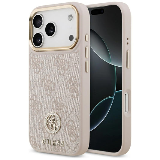 MagSafe Hülle für Apple iPhone 17 Pro, Guess, 4G Strass Logo, Rosa