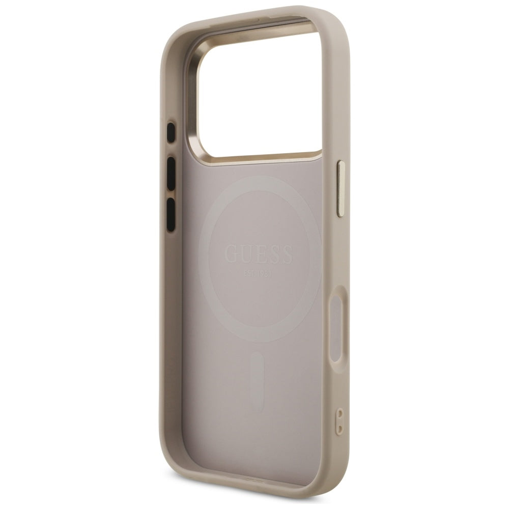 MagSafe Hülle für Apple iPhone 17 Pro, Guess, 4G Triangle Logo, Roségold