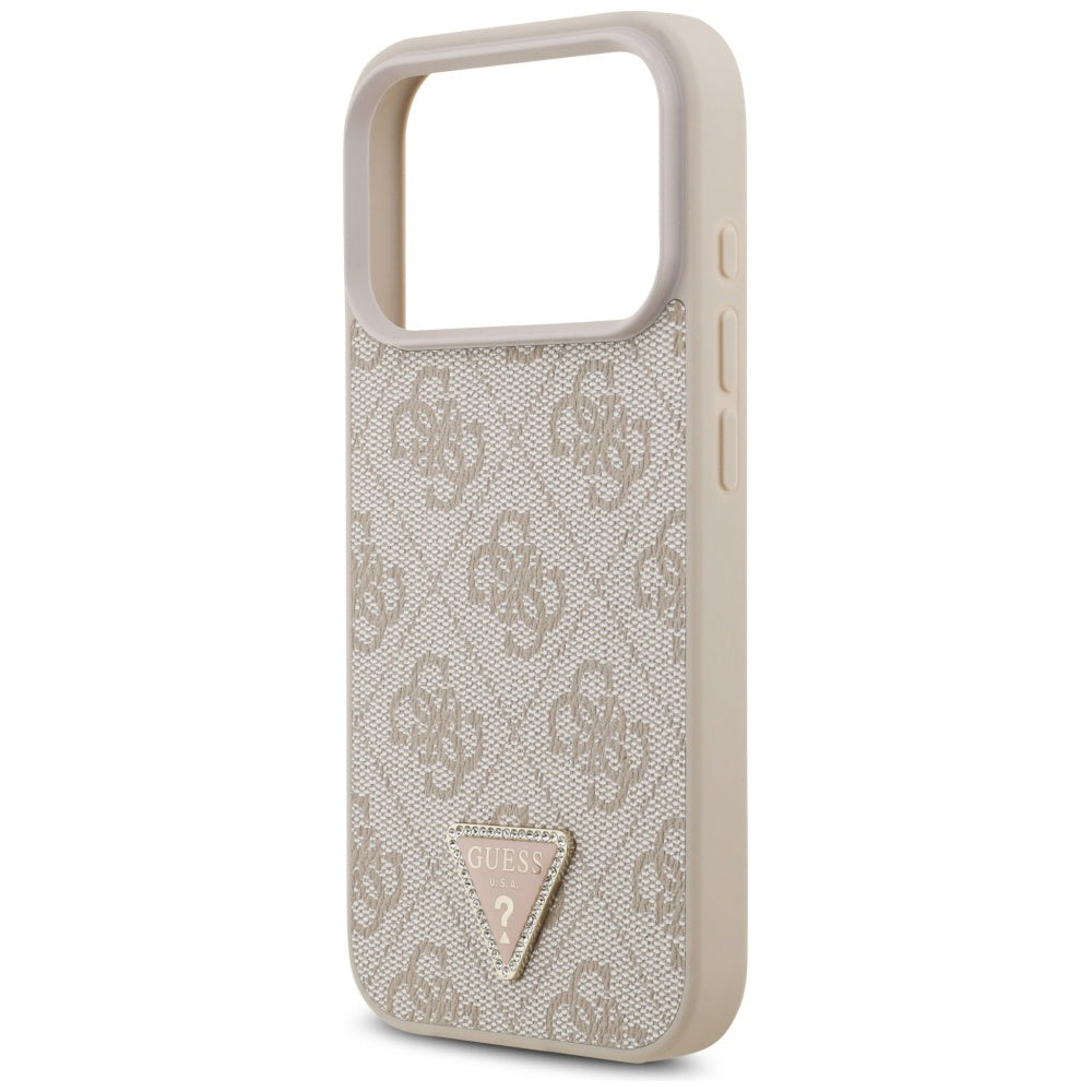 MagSafe Hülle für Apple iPhone 17 Pro, Guess, 4G Triangle Strass, Rosa