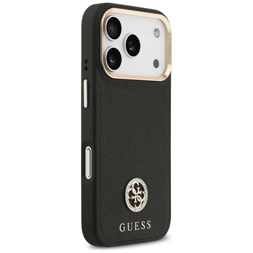 MagSafe Case for Apple iPhone 17 Pro, Guess, Grained Strass Logo, Black