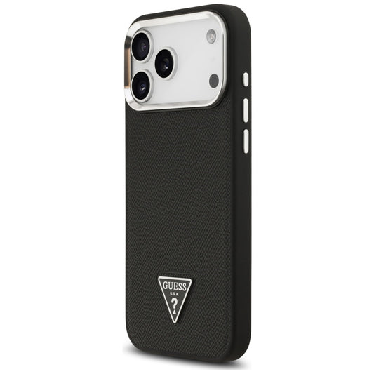 MagSafe Hülle für Apple iPhone 17 Pro, Guess, Grained Triangle Logo, Schwarz