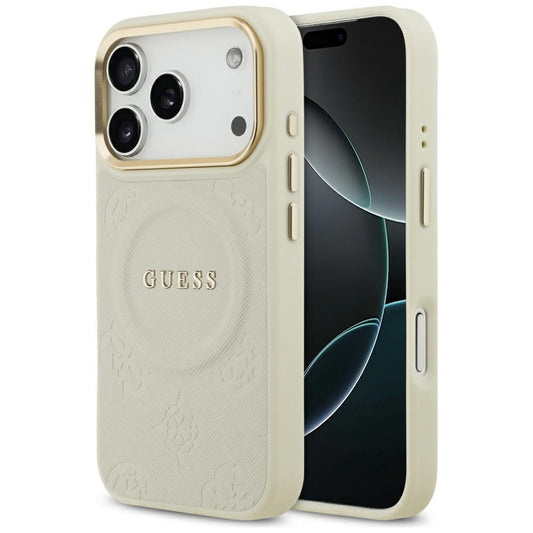 MagSafe Hülle für Apple iPhone 17 Pro, Guess, Peony Hot Stamp, Beige
