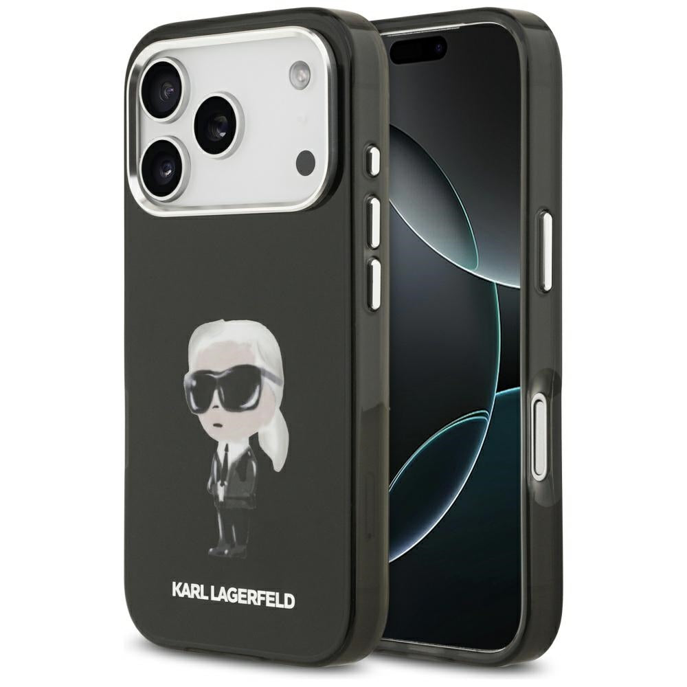 MagSafe Hülle für Apple iPhone 17 Pro, Karl Lagerfeld, IML Aquarelle Karl Ikonik, Schwarz