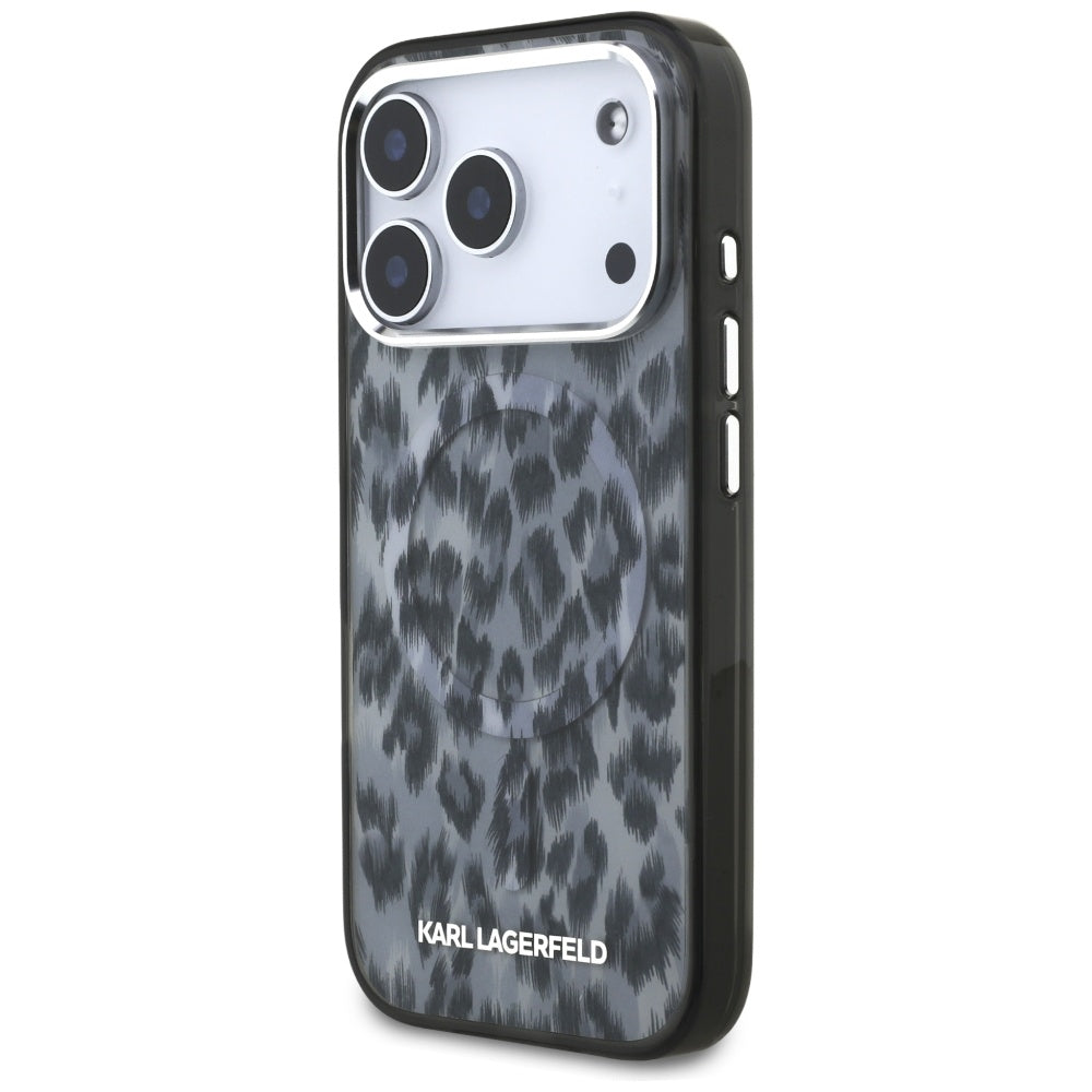 MagSafe Hülle für Apple iPhone 17 Pro, Karl Lagerfeld, IML Leopard Muster, Schwarz