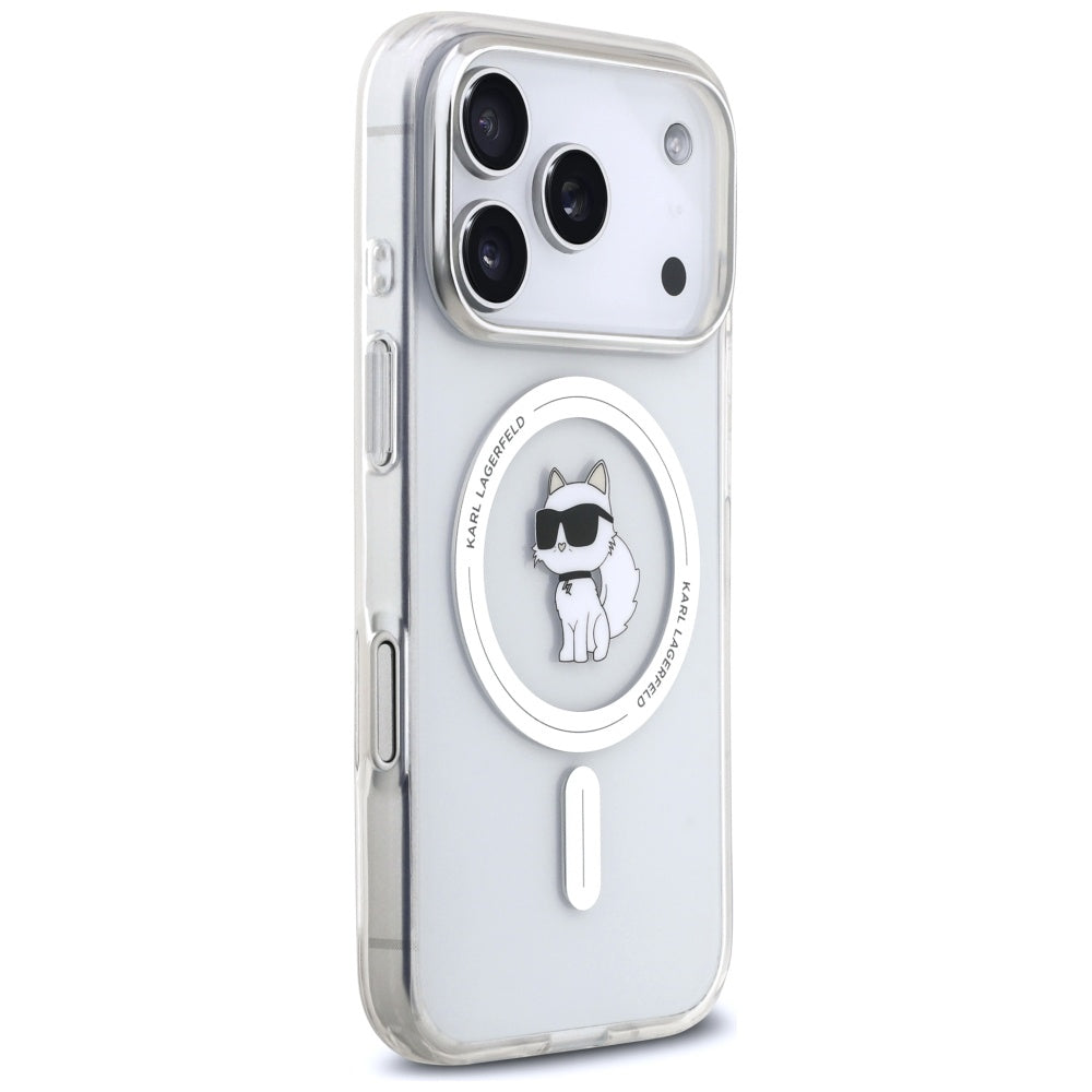 MagSafe Hülle für Apple iPhone 17 Pro, Karl Lagerfeld, IML Logo Choupette, Transparent
